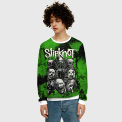 Мужской свитшот 3D Slipknot guys heads green - фото 2