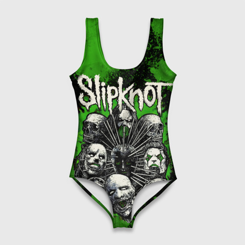 Женский купальник 3D Slipknot guys heads green, цвет 3D печать