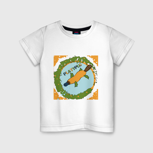 Детская футболка хлопок с принтом Оранжевый утконос, вид спереди #2