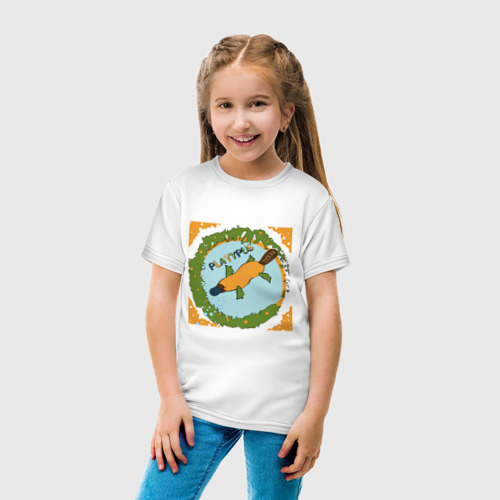 Детская футболка хлопок с принтом Оранжевый утконос, вид сбоку #3