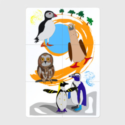 Магнитный плакат 2Х3 Олуша, сова и пингвины на радужном фоне с деревьями