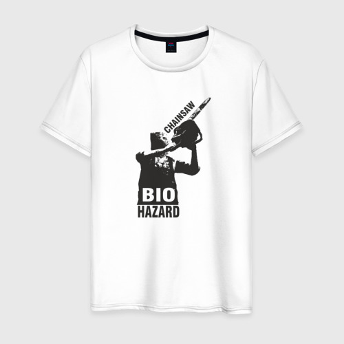 Мужская футболка хлопок Biohazard: Chainsaw, цвет белый