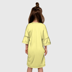 Платье с принтом Радужные друзья: Синий и Розовая для ребенка, вид на модели сзади №2. Цвет основы: белый