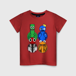 Детская футболка хлопок Радужные друзья: Зеленый, Синий, Оранжевый и Красный