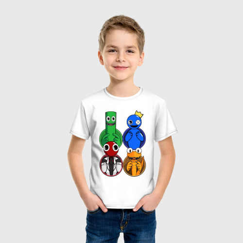 Детская футболка хлопок Радужные друзья: Зеленый, Синий, Оранжевый и Красный - фото 3