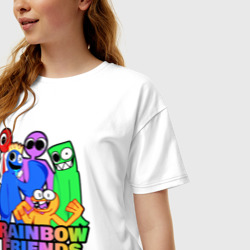 Женская футболка хлопок Oversize Радужные друзья персонажи игры - фото 2