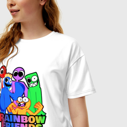 Женская футболка хлопок Oversize Радужные друзья персонажи игры, цвет белый - фото 3
