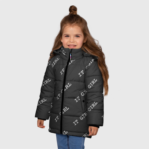 Зимняя куртка для девочек 3D с принтом Программисты - IT girl, фото на моделе #1
