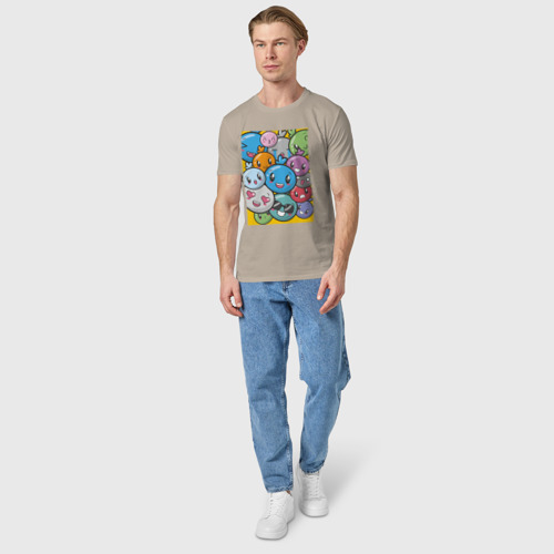 Мужская футболка хлопок с принтом Каваи смайлики, вид сбоку #3