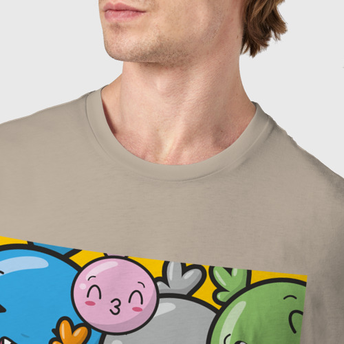Мужская футболка хлопок с принтом Каваи смайлики, фото #4