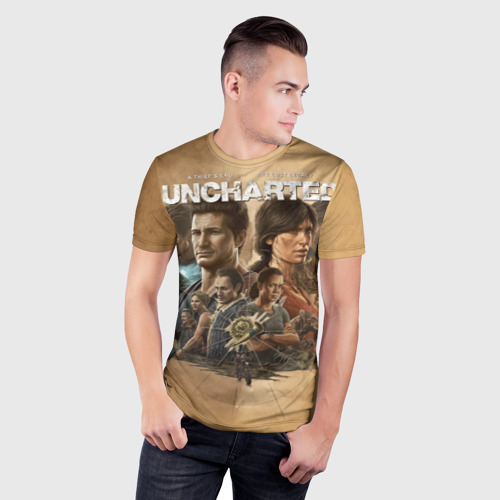 Мужская футболка 3D Slim с принтом Uncharted: Legacy of Thieves Collection, фото на моделе #1