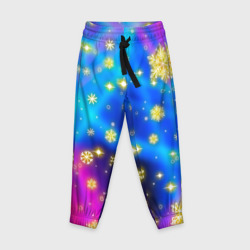 Детские брюки 3D Снежинки и звезды - яркие цвета - северное сияние