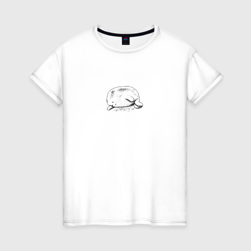 Женская футболка хлопок с принтом Грустное существо, вид спереди #2