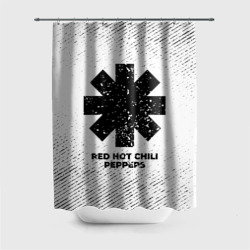 Штора 3D для ванной Red Hot Chili Peppers с потертостями на светлом фоне