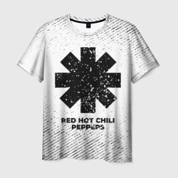 Мужская футболка 3D Red Hot Chili Peppers с потертостями на светлом фоне