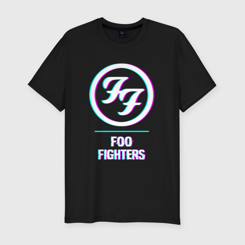 Мужская футболка хлопок Slim Foo Fighters glitch rock, цвет черный
