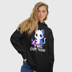 Женское худи Oversize хлопок Я могу тебя почикать! - фото 2