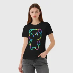Женская футболка хлопок Cool neon bear - фото 2