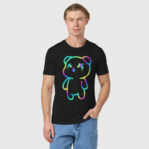 Мужская футболка хлопок Cool neon bear, цвет черный - фото 3