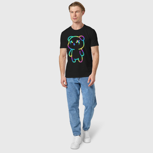 Мужская футболка хлопок Cool neon bear, цвет черный - фото 5