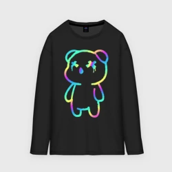 Женский лонгслив oversize хлопок Cool neon bear
