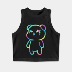 Женская укороченная майка-топ хлопок Cool neon bear
