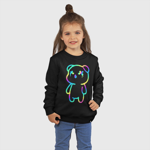 Детский свитшот хлопок с принтом Cool neon bear, фото на моделе #1