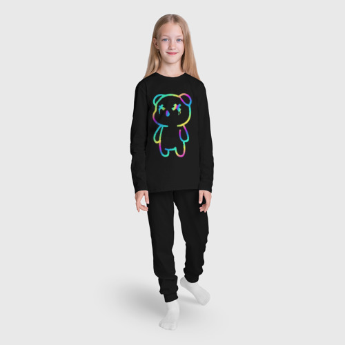 Детская пижама с лонгсливом хлопок Cool neon bear, цвет черный - фото 5