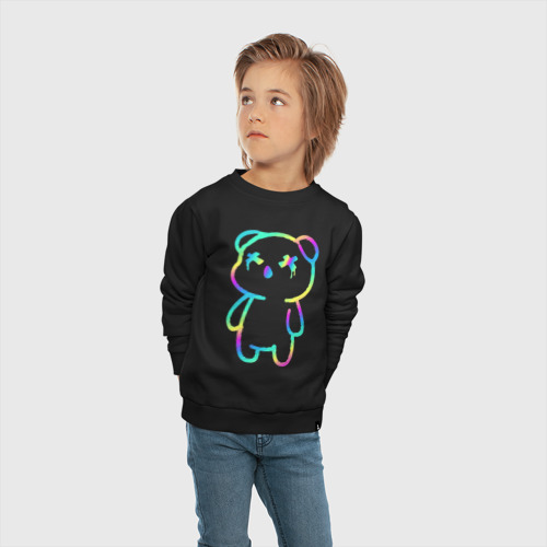 Детский свитшот хлопок с принтом Cool neon bear, вид сбоку #3