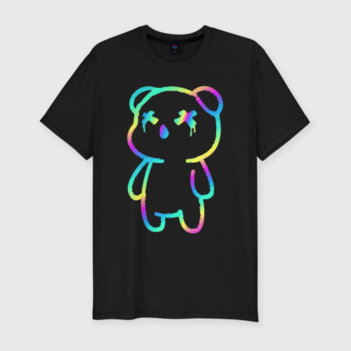 Мужская футболка хлопок Slim Cool neon bear, цвет черный
