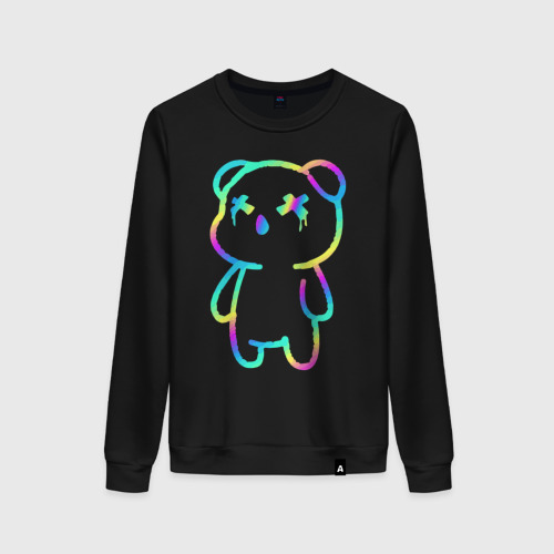 Женский свитшот хлопок Cool neon bear, цвет черный