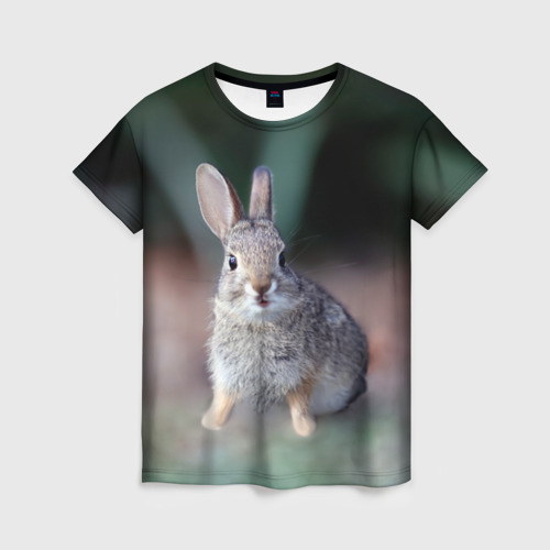 Женская футболка 3D с принтом Малыш кролик, вид спереди #2