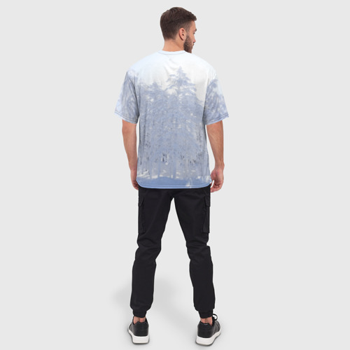 Мужская футболка oversize 3D Сова белая подмигивает, цвет 3D печать - фото 4