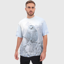 Мужская футболка oversize 3D Сова белая подмигивает - фото 2