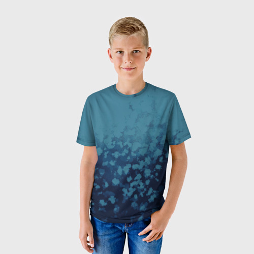 Детская футболка 3D Абстракция синий, цвет 3D печать - фото 3