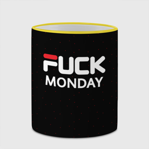 Кружка с полной запечаткой Fuck monday antibrand, цвет Кант желтый - фото 4