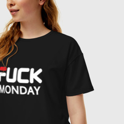 Женская футболка хлопок Oversize Fuck monday antibrand - фото 2