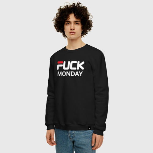 Мужской свитшот хлопок Fuck monday antibrand, цвет черный - фото 3