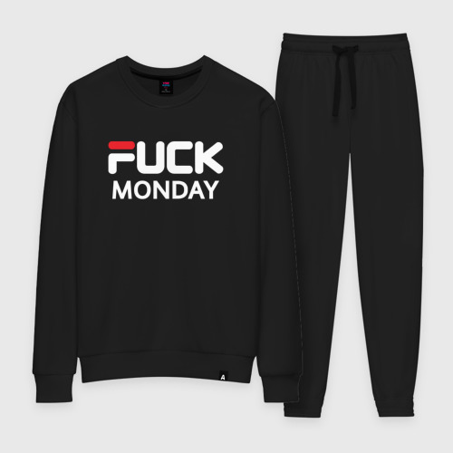 Женский костюм хлопок Fuck monday antibrand, цвет черный