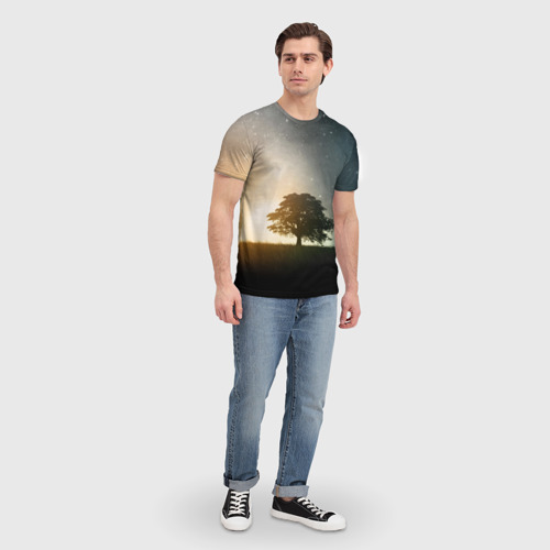 Мужская футболка 3D Раскидистое дерево на фоне звёздного неба, цвет 3D печать - фото 5
