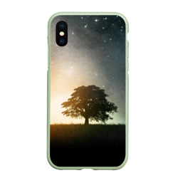 Чехол для iPhone XS Max матовый Раскидистое дерево на фоне звёздного неба