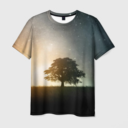 Раскидистое дерево на фоне звёздного неба – Мужская футболка 3D с принтом купить со скидкой в -23%