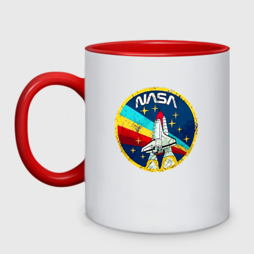 Кружка двухцветная с принтом NASA - emblem - USA, вид спереди #2