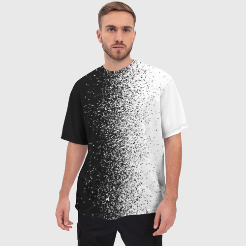 Мужская футболка oversize 3D Брызги красок - Черно-белый, цвет 3D печать - фото 3