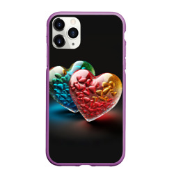 Чехол для iPhone 11 Pro Max матовый Сердечки для влюблённых
