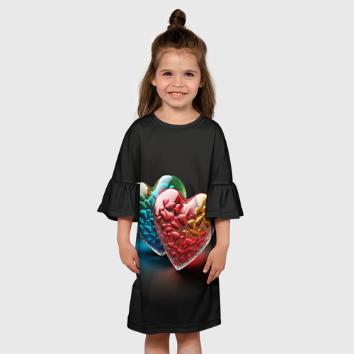 Детское платье 3D Сердечки для влюблённых, цвет 3D печать - фото 4