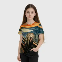 Детская футболка 3D Нейросеть - крик кота - фото 2