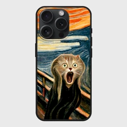 Чехол силиконовый для Apple iPhone 15 Pro Мax матовый Нейросеть - крик кота