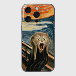 Чехол для iPhone 15 Pro Max силиконовый с защитой камеры Нейросеть - крик кота