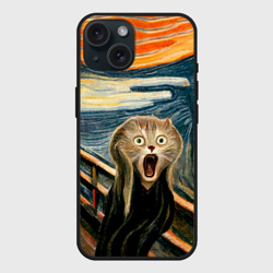 Чехол силиконовый для Apple iPhone 15 матовый Нейросеть - крик кота
